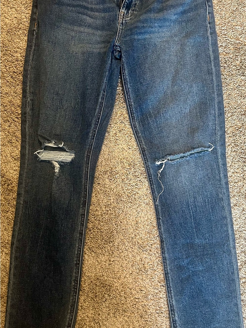 Hudson Jeans Women's Straight Leg Distressed Dark Blue Denim
